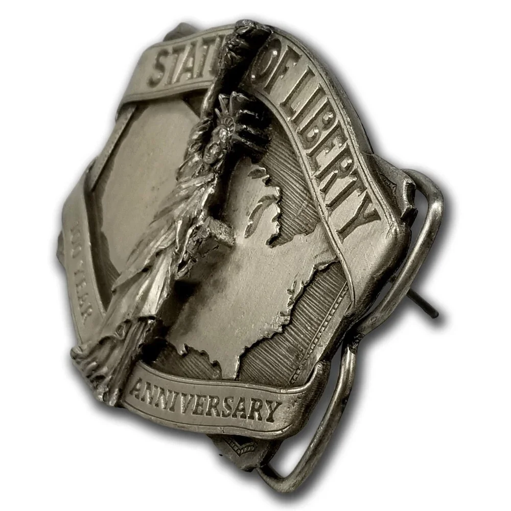 1984 Statue of Liberty Belt Buckle –100 Year Anniversary USA with Built-In Stand